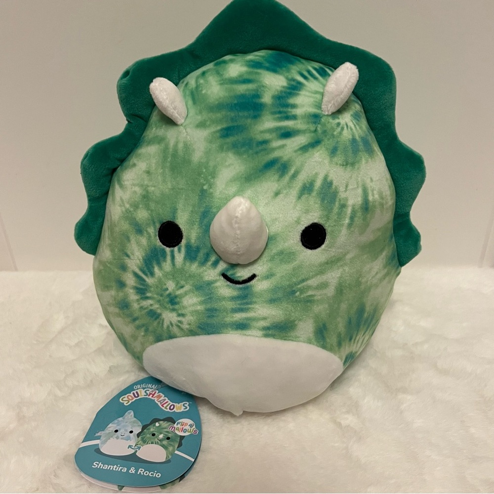 Squishmallow Flip a Mallow Rocio Triceratops, Shantira Pterodactyl, 8” New